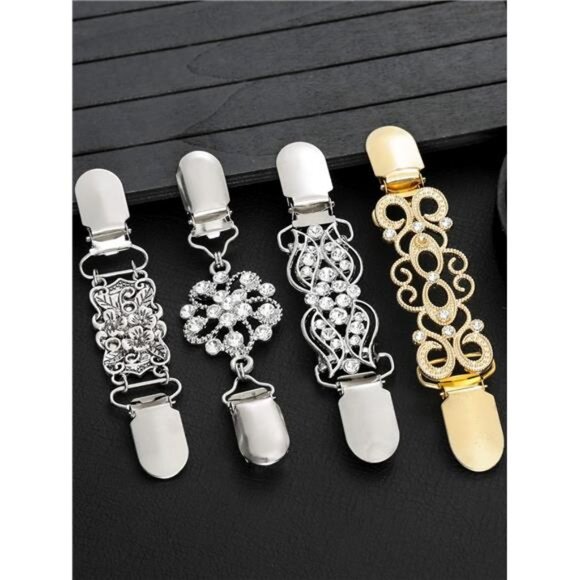 4 Pieces Vintage Sweater Shawl Clips Retro Cardigan Collar Clips Dress Shirt - Picture 6 of 7